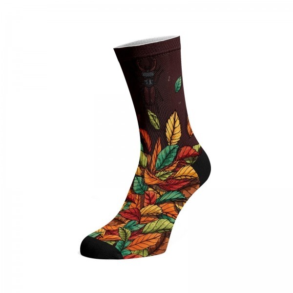 AUTUMN LEAFS farebné potlačené bavlnené ponožky Walkee
