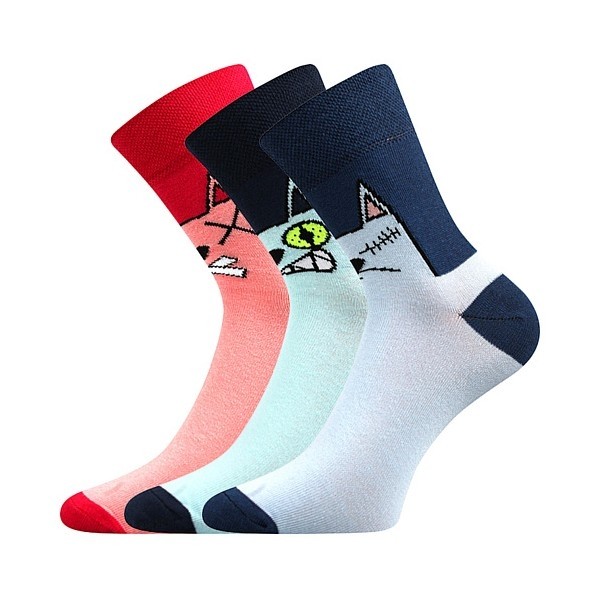 XANTIPA dámske farebné ponožky - ANGRY CAT mix 66