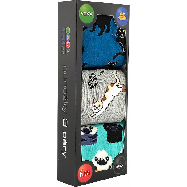 DEBOX barevné vánoční ponožky Voxx - MAČKY